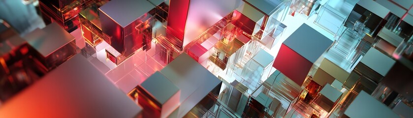Poster - Abstract geometric design of overlapping cubes