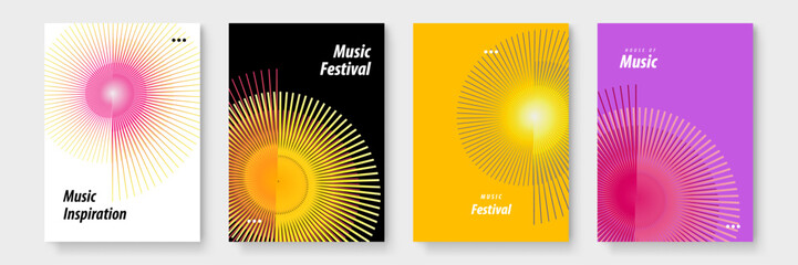 Poster - Four posters with colorful circle designs suitable for modern wall art, graphic design projects, banners, and digital presentations.