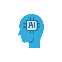 Poster - Artificial Intelligence Concept: Head Silhouette with AI Microchip Design,transparent background