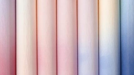 Poster - Pastel rolls of paper create a soothing vertical gradient from pink to blue, soft, and delicate.