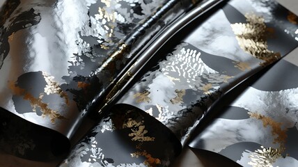 Poster - An abstract unfolding of silver, black, and gold textures create a luxurious visual harmony.