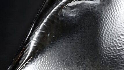 Poster - Abstract close-up shows the textures and metallic reflections in a dark and shiny surface.