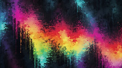 Poster - An abstract painting with vibrant, dripping colors creating a dynamic, energetic, and chaotic mood.