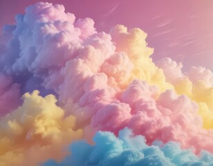 Fototapete - Fuzzy pink, blue, yellow gradient, cloud-like texture,  soft,  clouds,  mood