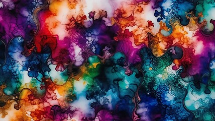Poster - A vibrant watercolor painting featuring abstract swirling shapes, with an ethereal and fluid style.