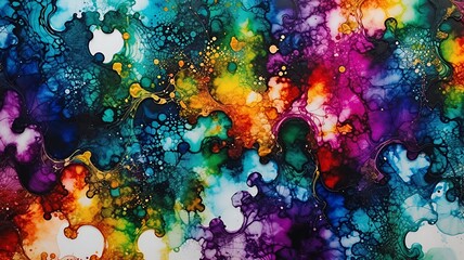 Poster - Vibrant and mesmerizing abstract art piece, featuring fluid multicolor shapes and intricate details.