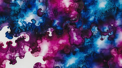 Poster - Abstract watercolor art showcases fluid textures and vibrant hues of pink, blue, and purple tones.