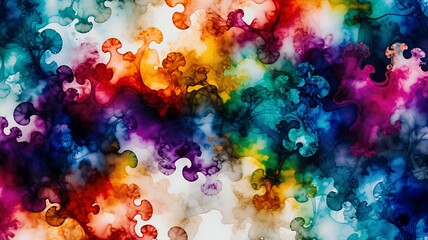 Poster - Vibrant, fluid abstract art featuring swirling shapes in a dynamic watercolor style depiction.