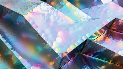 Poster - Abstract iridescent structure of geometric shapes creating a modern and dynamic art composition.