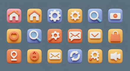 App Icon Set - Home, Settings, Search, Mail Icons