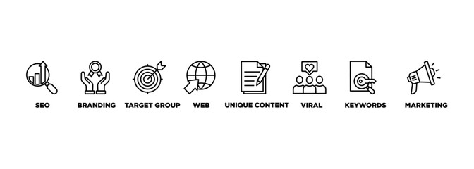 Poster - Content is king banner web icon set vector illustration concept with icon of seo, branding, web, target group, unique content, keywords, marketing, viral and ranking icons infographic symbol