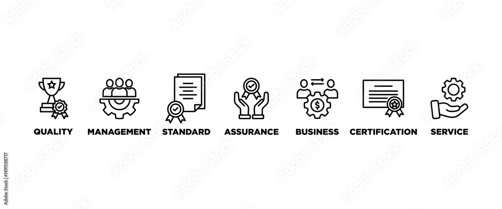 ISO 9001 banner web icon set vector symbol illustration concept with ...