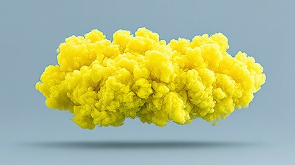 Fototapete - Vibrant yellow cloud-like ink splash against a muted background.