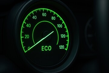 Poster - Eco-Friendly Dashboard Gauge Indicating Fuel Efficiency and Emissions Control in a Vehicle