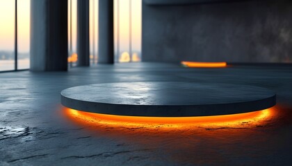 Poster - Innovative circular platform design modern interior space visual art urban environment aesthetic perspective futuristic concept