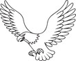© Silhouette Stock 10. - flying bald eagle line art silhouette vector, eagle line art illustration, eagle line art clipart