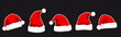 © mrpixel - Santa cap vector, Xmas hats clipart, cartoon Santa hats, fluffy Santa hats, Christmas party hats, Santa hat icons, Santa hats pack, cute Santa hats, Santa hats with fur trim, holiday costume accessori