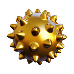 Poster - Detailed close-up of a shiny gold spiked spherical object resembling a virus particle or decorative ornament with smooth metallic surface and prominent protrusions