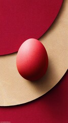 Aufkleber - Retro Digital Nostalgia Vaporwave Easter Egg on Textured Burgundy Canvas - Minimalist Design and Creative Content Marketing Aesthetic