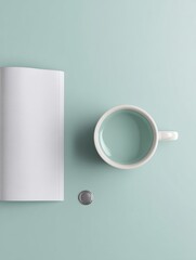 Aufkleber - Minimalist Workspace Serenity Tranquil Ceramic Mug and Soft-Touch Notebook in Calming Sage - Modern Productivity and Mindful Design Essentials