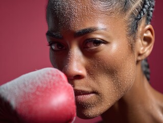 Poster - Urban Warrior Wellness Dynamic Female Boxing Performance Capturing Strength, Empowerment and Gen Z Fitness Revolution in High-Intensity Athletic Lifestyle