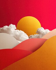 Fototapete - Abstract Sunset Gradient Landscape Minimalist with Bold Color Blocking, Futuristic Design Inspiration for Digital Marketing and Creative Branding Experiences