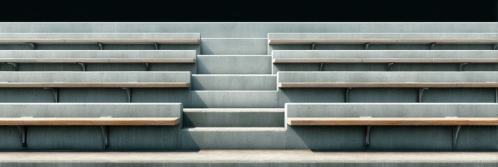 Aufkleber - Minimalist Stadium Architecture Empty Bleachers Revealing Structural Symmetry - Urban Design Insight for Event Space Branding and Spatial Narrative