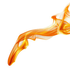 Poster - Abstract orange flame smoke swirl with dynamic movement and flowing curves on white background for artistic design or visual effects