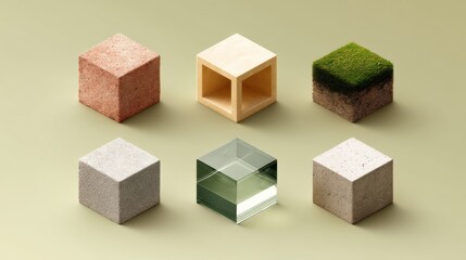 Aufkleber - Geometric Dimensional Interfaces Modular Design Exploration of Mixed-Material Isometric Cubes for Innovative Digital Prototyping and Creative Technology Visualization