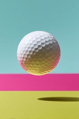 Poster - Minimalist Golf Ball Levitation Precision Engineering Meets Contemporary Design - Vibrant Product for Sports Equipment Branding and Digital Marketing