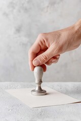 Aufkleber - Minimalist Approval Ritual Elegant Stamp Validates Professional Document in Monochromatic Business Workflow - Empowering Decisive Institutional Moments