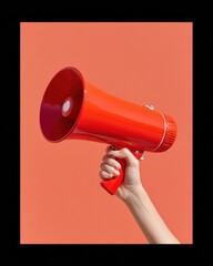 Aufkleber - Bold Communication Revolution Vibrant Minimalist Megaphone Empowering Voices in Digital Age Marketing and Brand Storytelling