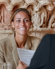 Poster - Empowered Workplace Narrative Inclusive Gen Z Professional Embodying Confidence in Modern Recruitment Ecosystem - Soft Neutrals and Authentic Leadership Branding