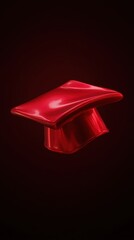 Aufkleber - Red Graduation Cap on Dark Background Studio Shot Symbolizing Academic Achievement and Success for Students and Education