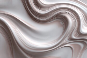 Poster - Abstract fluid art design featuring swirling patterns in shades of white and brown macro shot