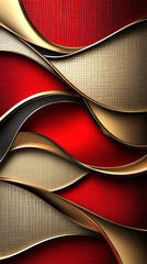 Poster - A gold and red design with a black stripe. The gold and red colors are bold and the black stripe adds a sense of contrast and depth to the design. Scene is luxurious and eye-catching