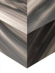 Poster - Close up of Wood Grain Pattern on Corner of Cube in Studio Shot for Background Texture