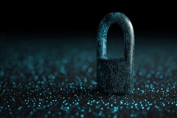Poster - Digital Padlock Security Concept on Dark Surface Close Up with Bokeh Lights for Cyber Safety and Data Protection
