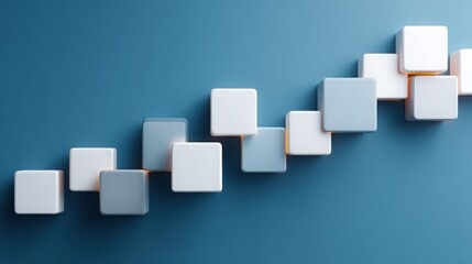 Poster - A set of white cubes placed on a bright blue background creating a clean and modern aesthetic for design inspiration
