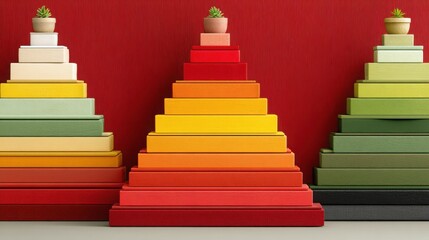 Poster - Colorful stack of wooden blocks displaying bright hues and creative potential for play and educational development