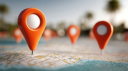 Poster - Detailed map featuring pin highlighting specific location for navigation and exploration in travel and adventure contexts