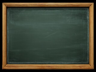 Poster - Empty chalkboard with wooden frame close up studio shot for education or presentation background use