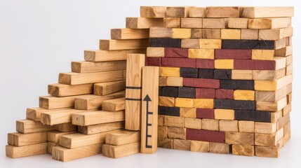 Poster - pile of wooden blocks symbolizing time-based investment strategies and habit tracking for financial 
