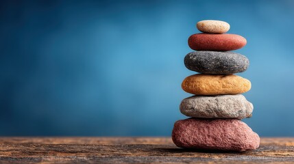 Poster - A serene stack of rocks reflecting tranquility and balance in nature with a sense of long-term growth and rhythm