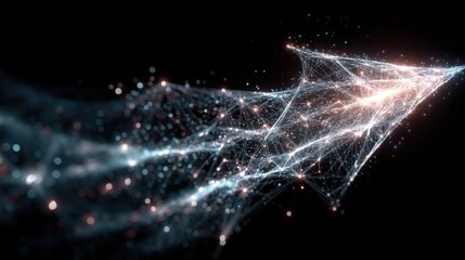 Poster - Abstract network of connected lines representing data flow and communication in a digital and technological world