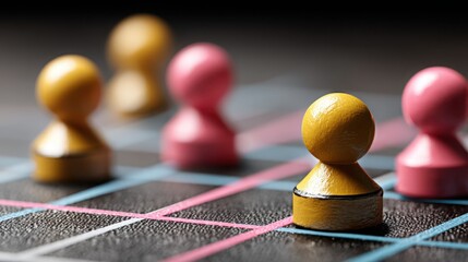 Poster - Colorful game board featuring yellow pawn piece representing strategic moves in trend continuation setup planner concept