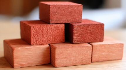 Poster - Stack of wooden blocks representing systematic logic building for trend following in a conceptual educational setting