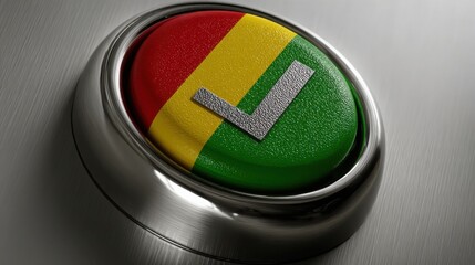 Poster - A chrome button featuring the flag of guyana symbolizing national identity and cultural representation in a modern context