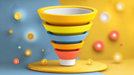 Poster - Colorful funnel with bright shades representing trust and conversion in a dynamic visual concept for engagement