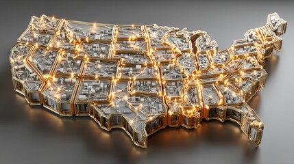 Poster - united states map for digital supply chain stress test concept to evaluate economic systems and tech